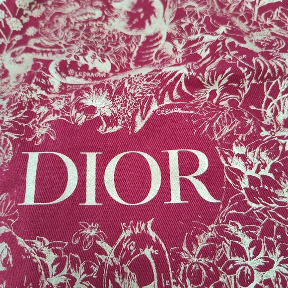 Dior Red Gold Holiday Drawstring Dust Bag Large Luxury Gift Pouch Holiday - Picture 4 of 5